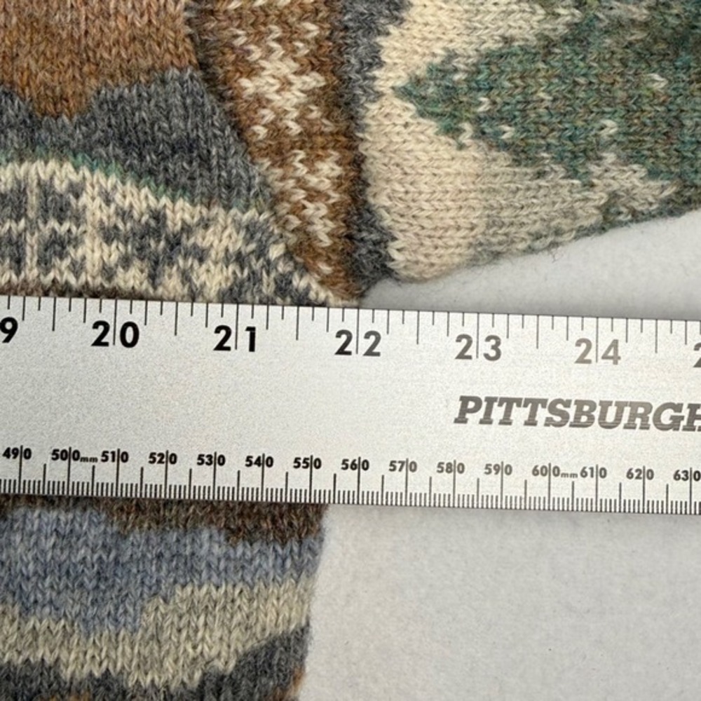 Icelandic Design Womens M Wool Zip Front Scenic Tree Fair Isle Lined Jacket Gray - Picture 6 of 7